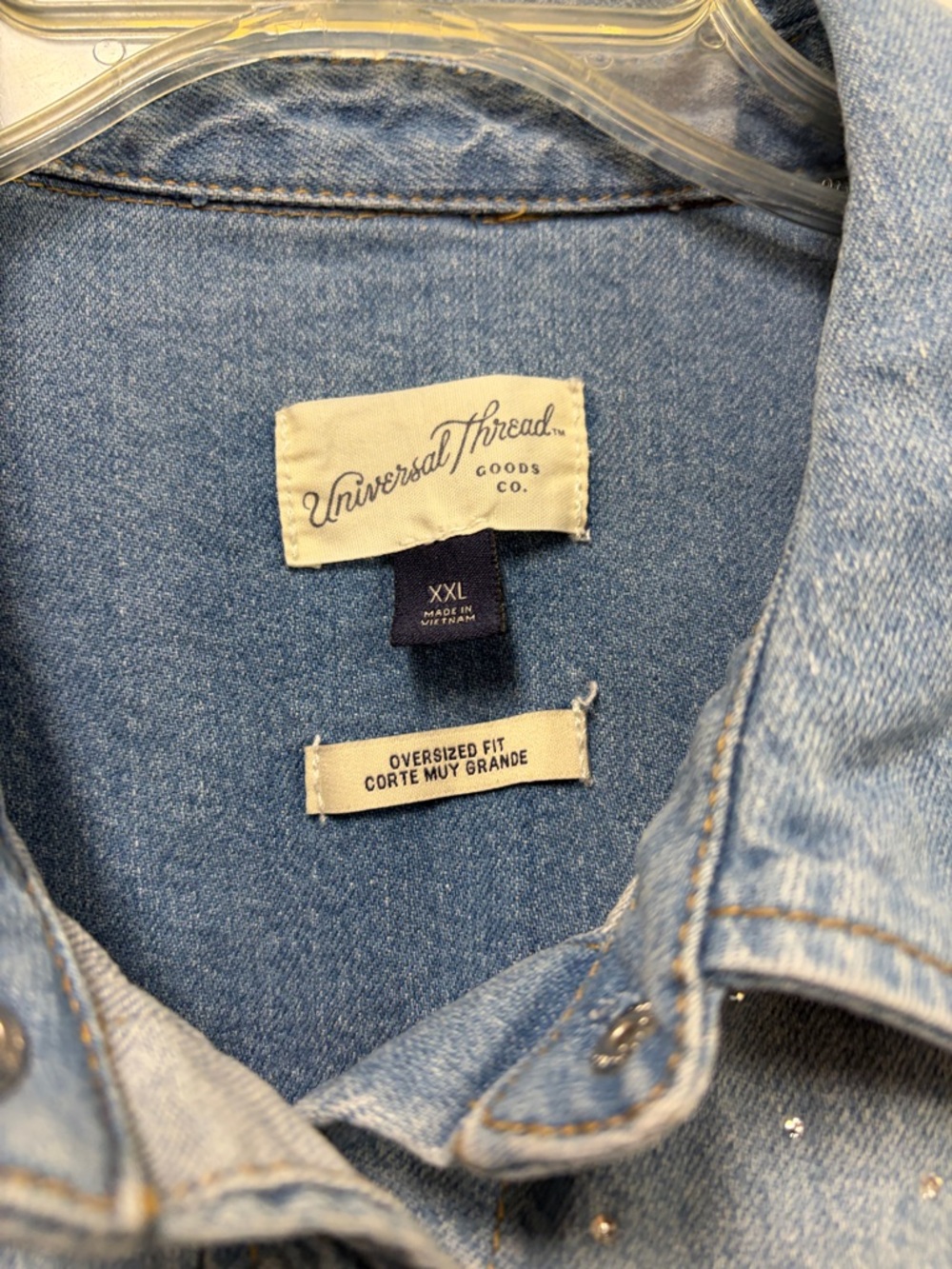 Universal Thread Light Blue Denim Snap-Front Jacket with Rhinestones - Picture 6 of 10